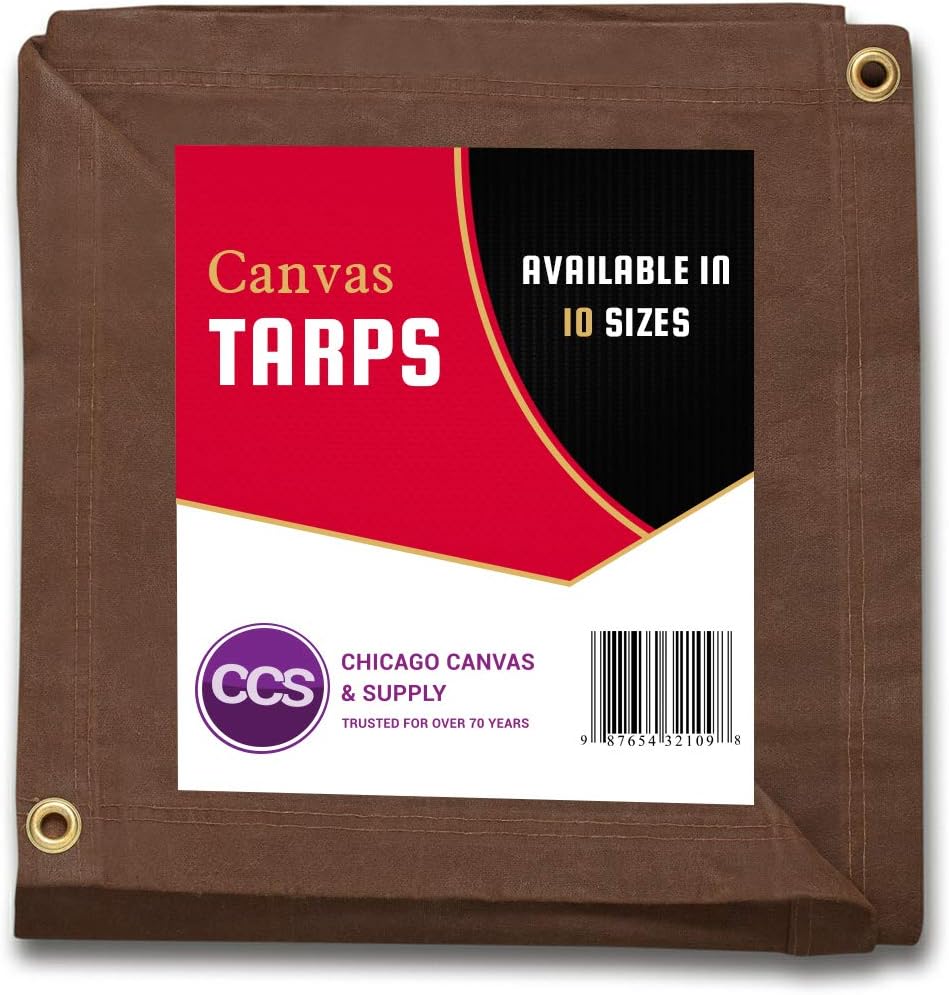 Brown Waterproof Canvas Tarp 10 by 12 Feet C856048