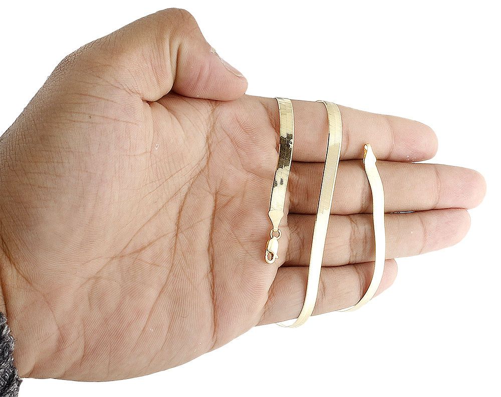 10K Yellow Gold Silky Herringbone Chain Necklace, 20 Inches F25008