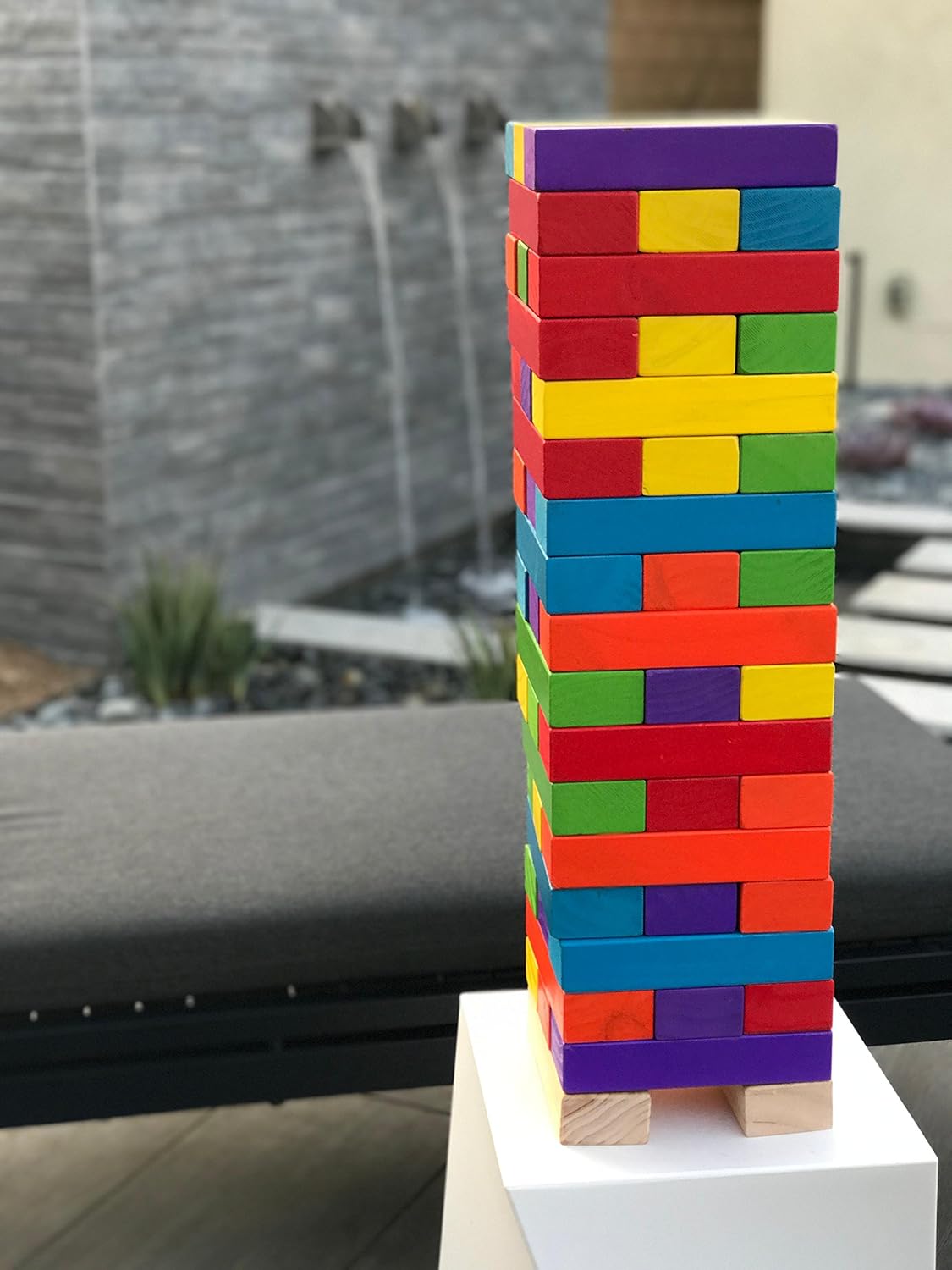 Colorful Tumbling Timber Tower with Dice and Carry Bag C53538
