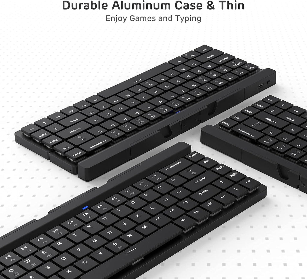 68 Keys 60% Foldable Mechanical Keyboard with Aluminum Body, White Backlit, Low Profile Clicky White Switches, Pack of 2 J4923