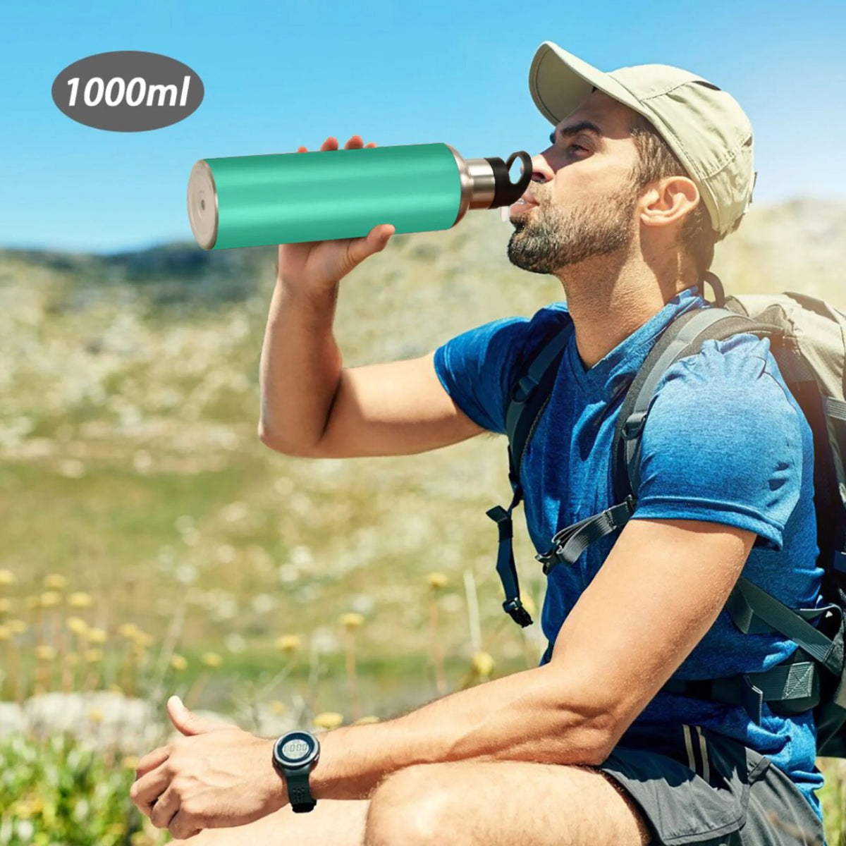Green Solid 20 OZ Stainless Steel Vacuum Insulated Water Bottle with Straw Lid J496967