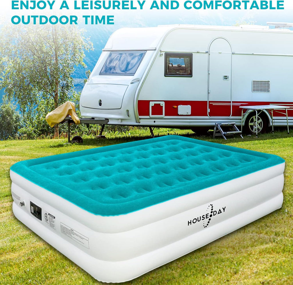 Twin Size Double-High Inflatable Air Mattress with Built in Pump R554