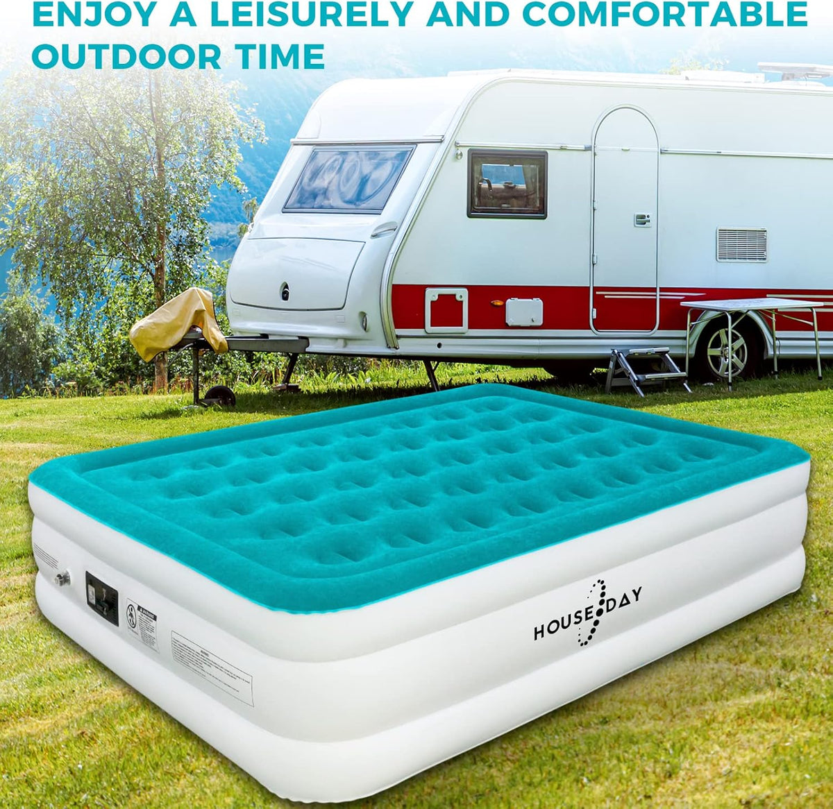 Twin Size Double-High Inflatable Air Mattress with Built in Pump R554