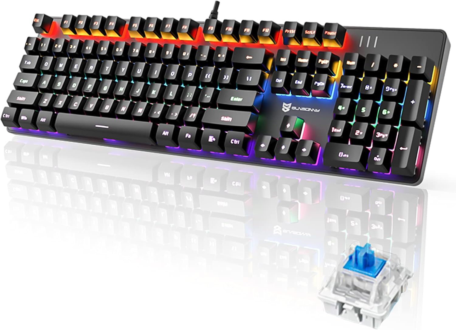 Compact Wired Mechanical Gaming Keyboard with Blue Switches H945375