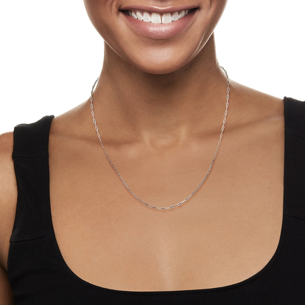 14kt White Gold Paper Clip Link Necklace K7801