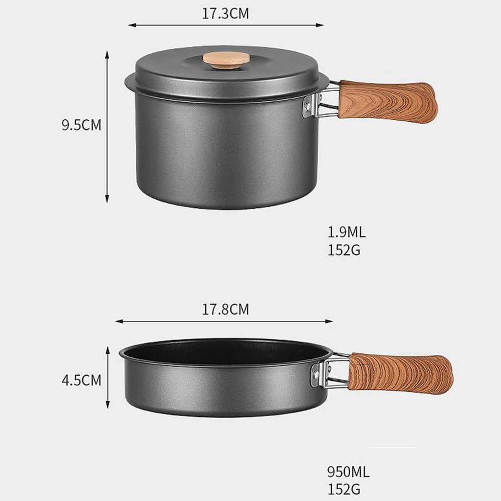 5Pcs Camping Cookware Set with Storage Bag Gray L405297