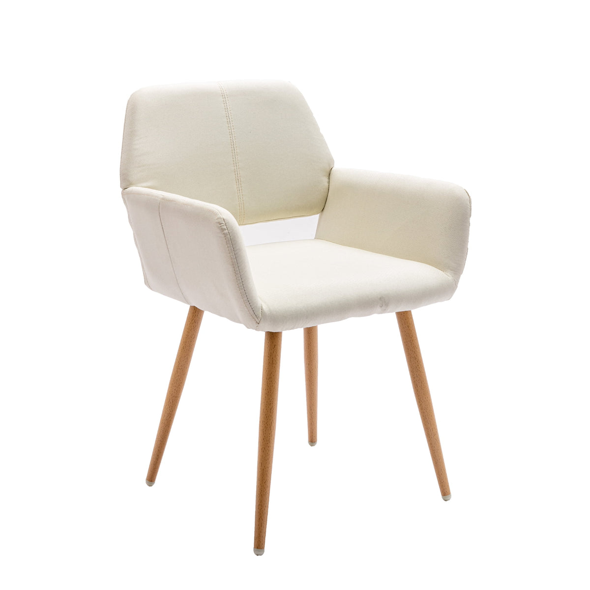 Beige Fabric Mid-Century Accent Chair with Metal Legs B4800