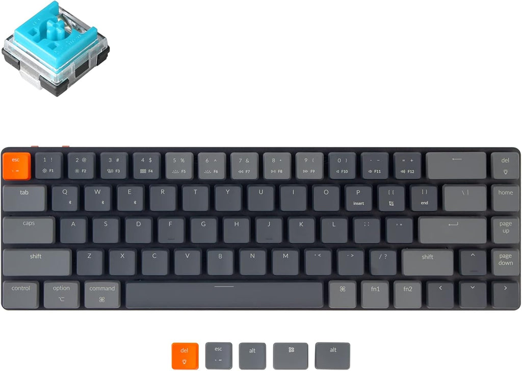 65% Layout Ultra-Slim Wireless Bluetooth Wired Mechanical Keyboard with Low-Profile Optical Blue Switch RGB Backlit 68 Keys Z51606