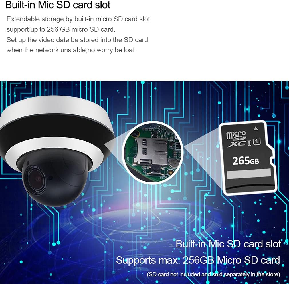 4MP PTZ IP Camera with 4X Optical Zoom, 66ft IR Night Vision, Built-in SD Slot G522