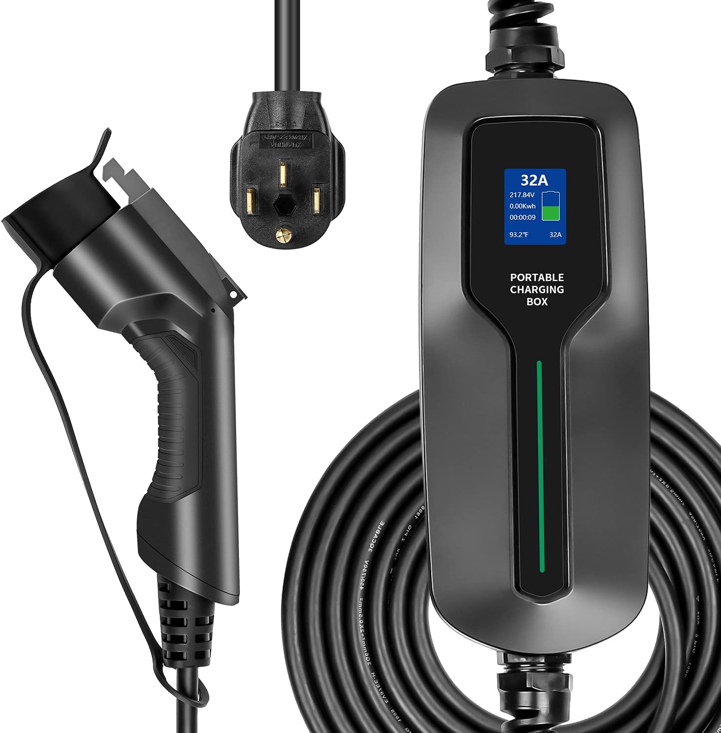 25ft 32A Electric Vehicle Level 2 EV Charger with NEMA 14-50 Plug H518046