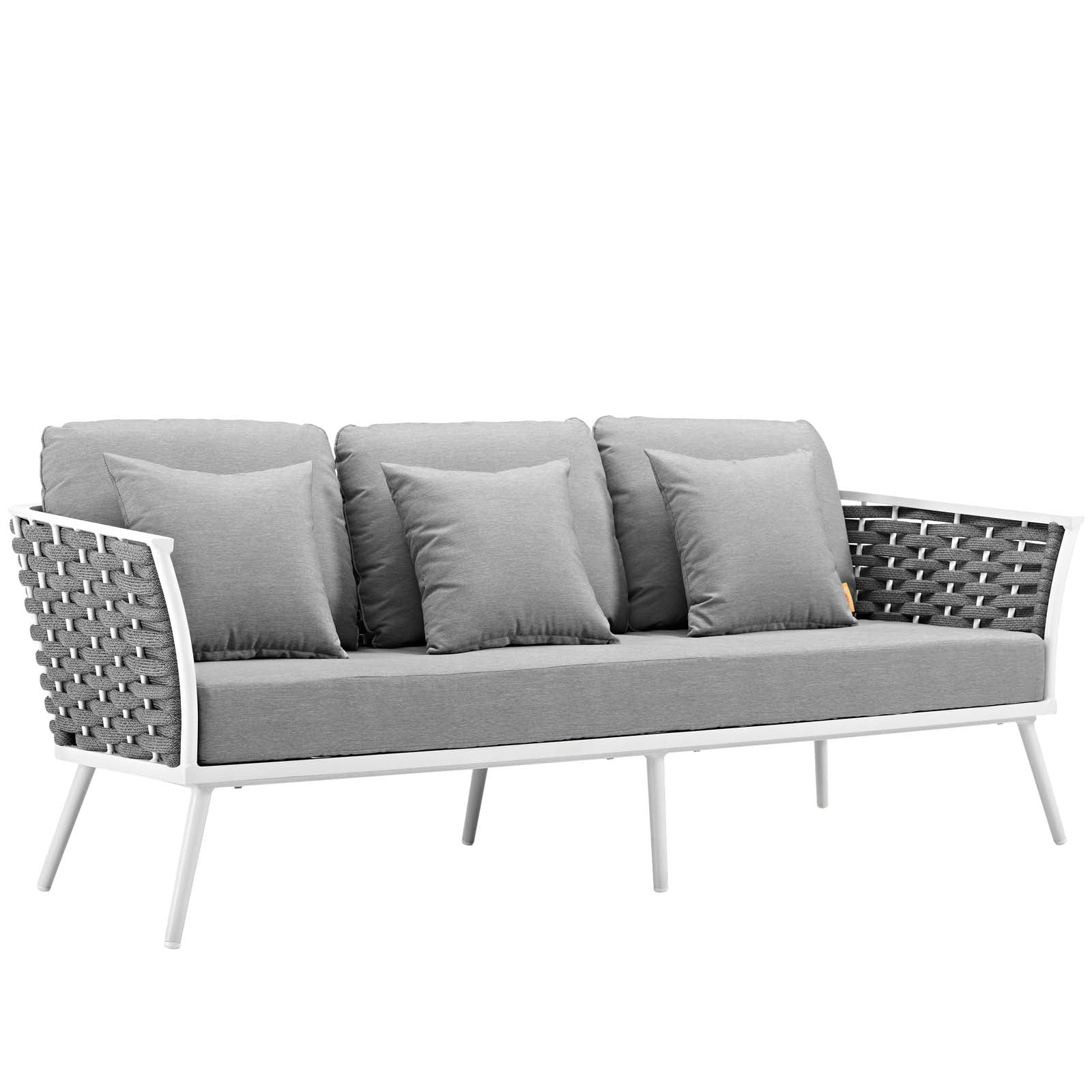 White Gray Aluminum Outdoor Patio Sofa J252624