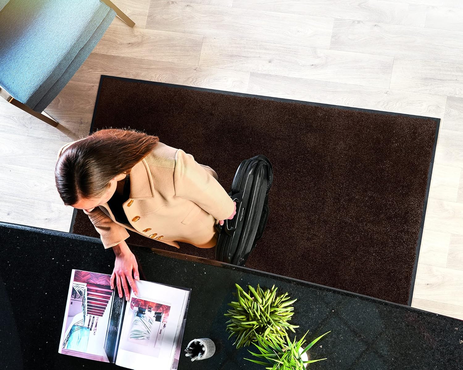 45 W x 95 L Navy Nylon Entrance Floor Mat with Rubber Backing N538481