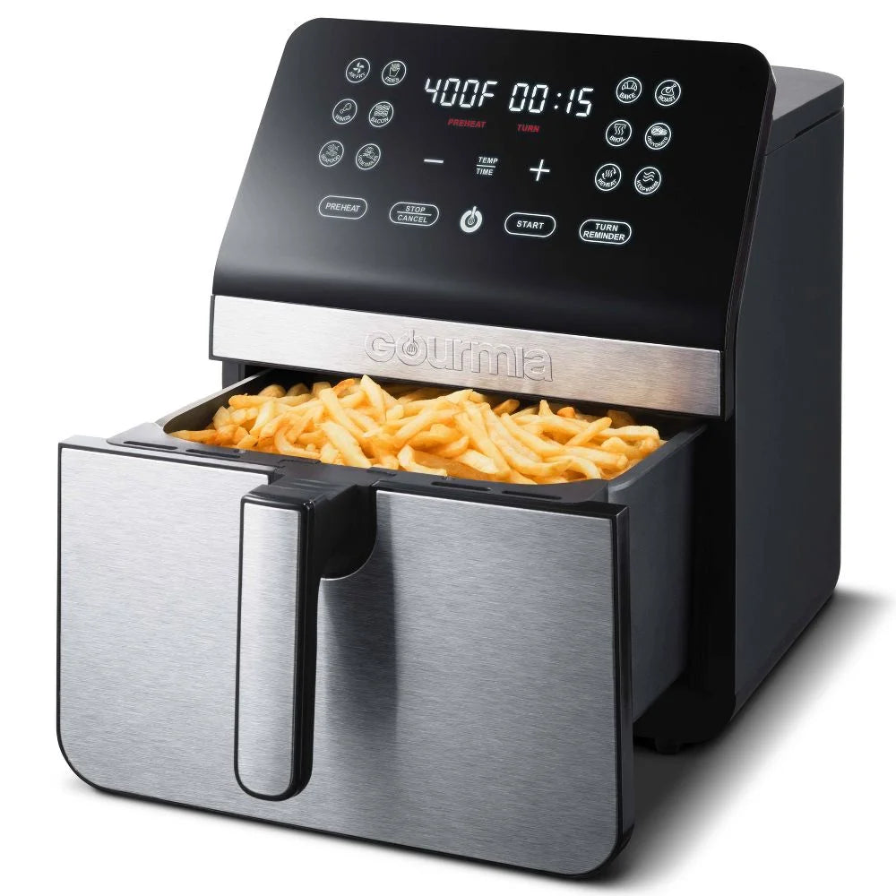 8-Qt Digital Air Fryer with Guided Cooking, Stainless Steel P95995