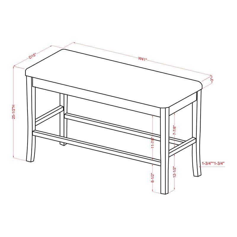 White Wood Counter Height Dining Bench U1134