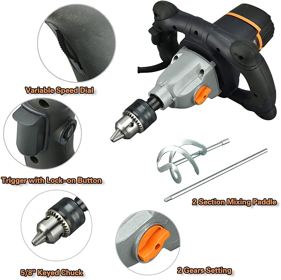13A Concrete Mortar Mixer with 100mm Spiral Mixing Paddle C895154