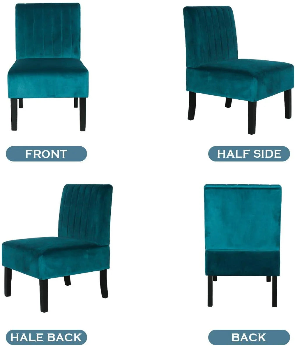 Blue Velvet Armless Accent Chair X93441