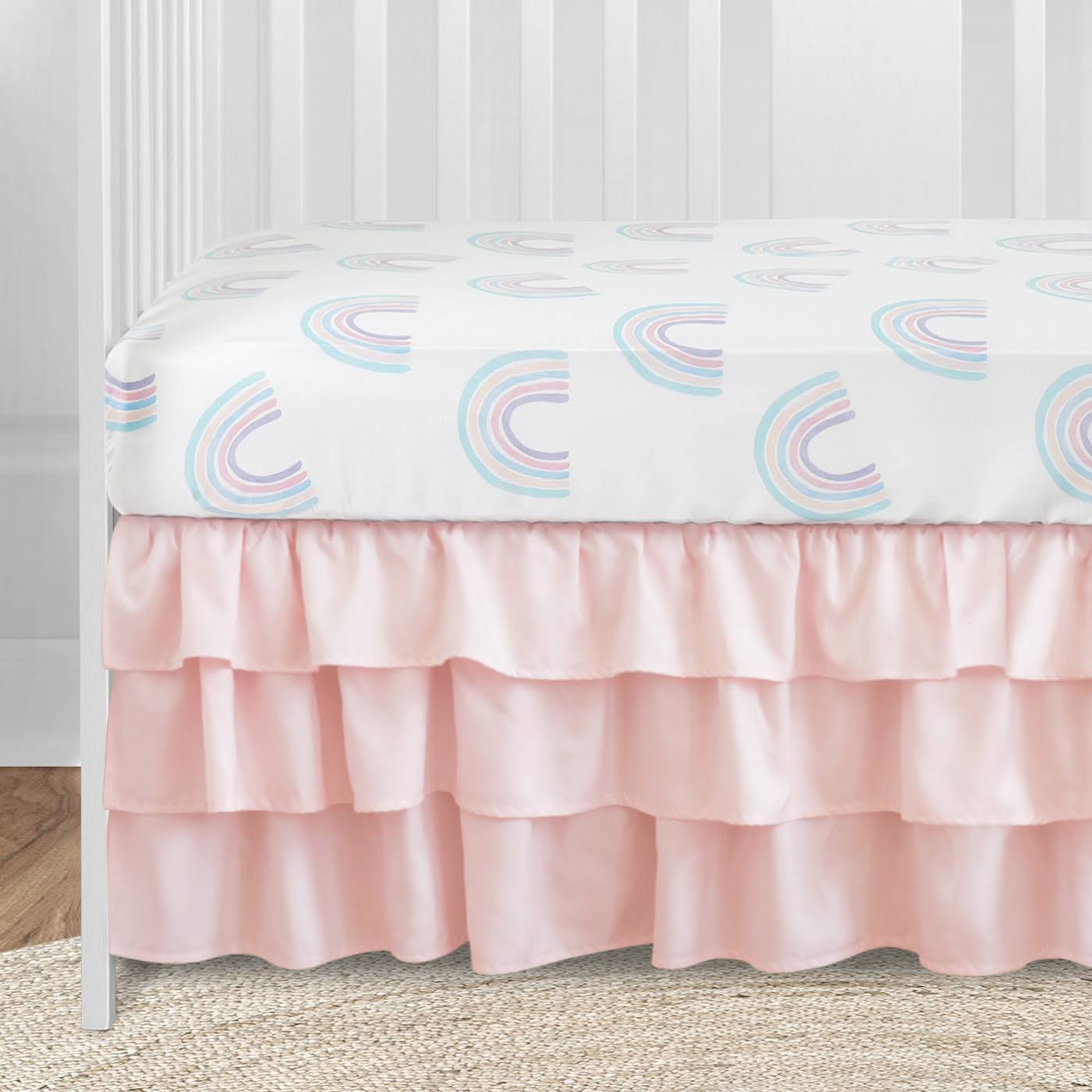 Pastel Rainbow 5 Pieces Crib Bedding Set F227