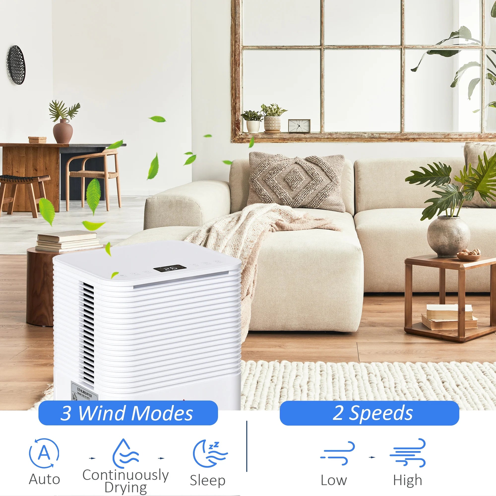 Portable Electric Dehumidifier with LED Display, 21pt/Day, White F14506