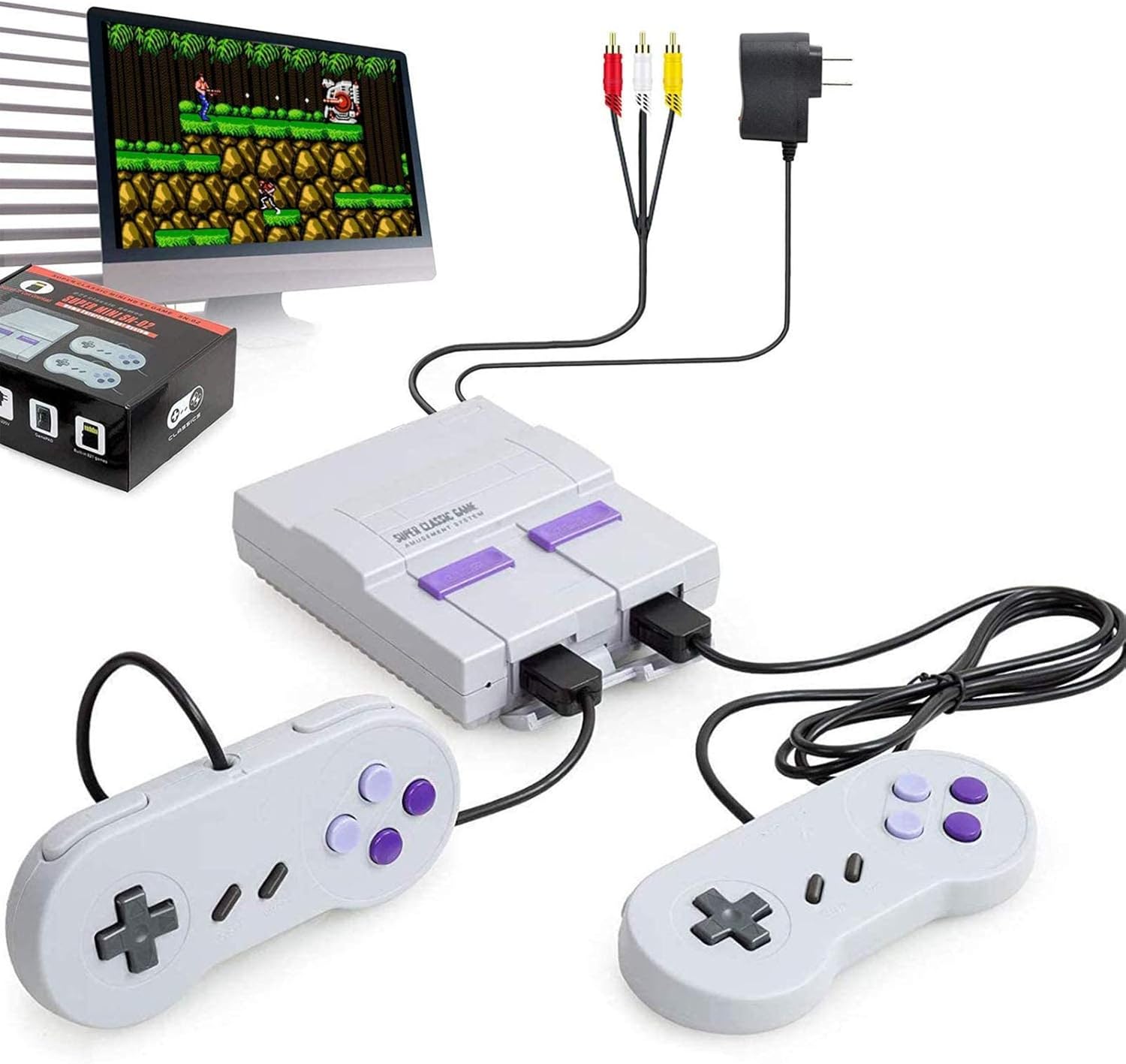 Retro Game Console with Built-in 660 Video Games and 2 Controllers, AV Output, Pack of 2 J22321
