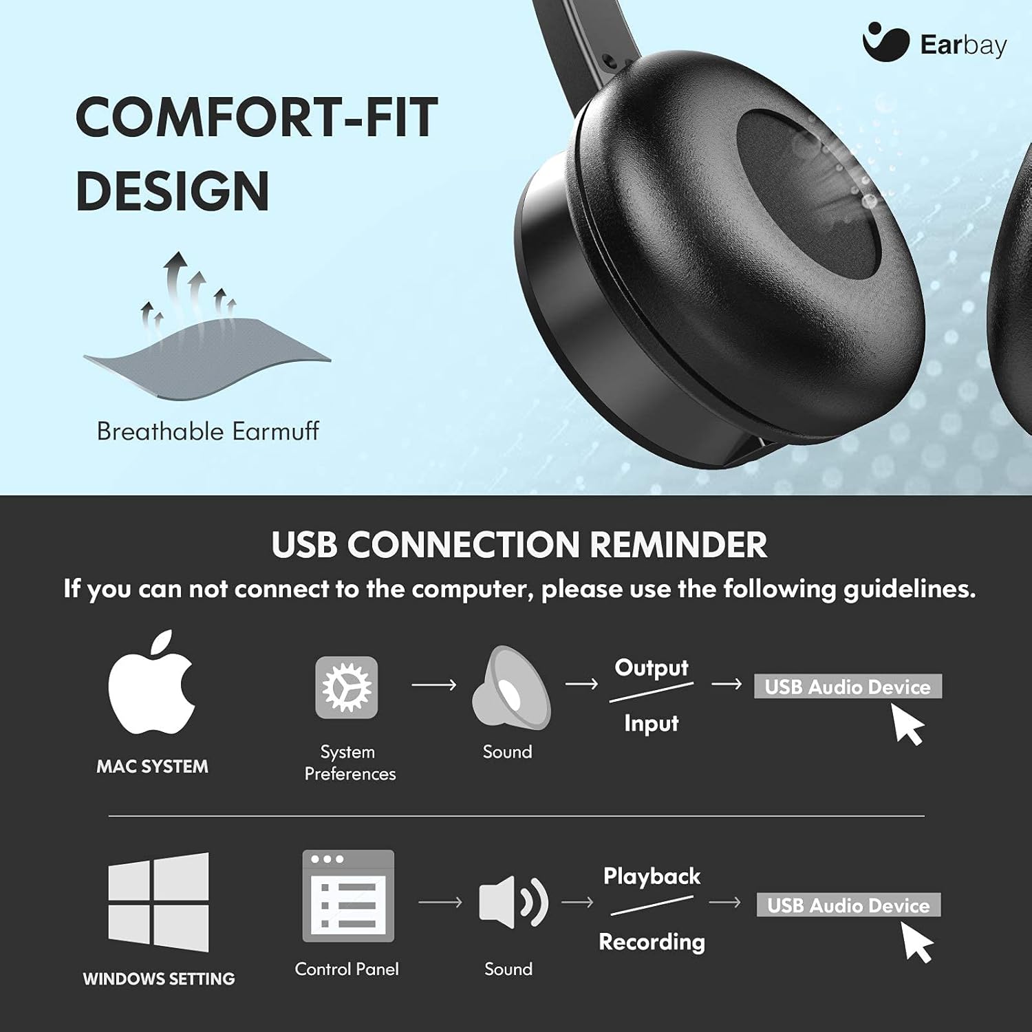 USB Computer Headset with Microphone, 3.5mm Wired Stereo Noise Cancelling Corded Desktop Headphones with Mic & Mute I5801