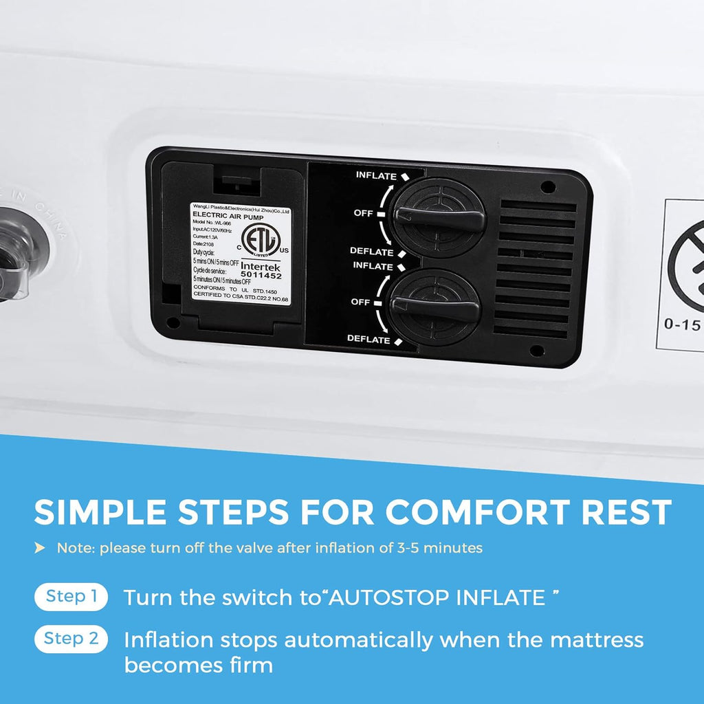 Twin Size Double-High Inflatable Air Mattress with Built in Pump R554