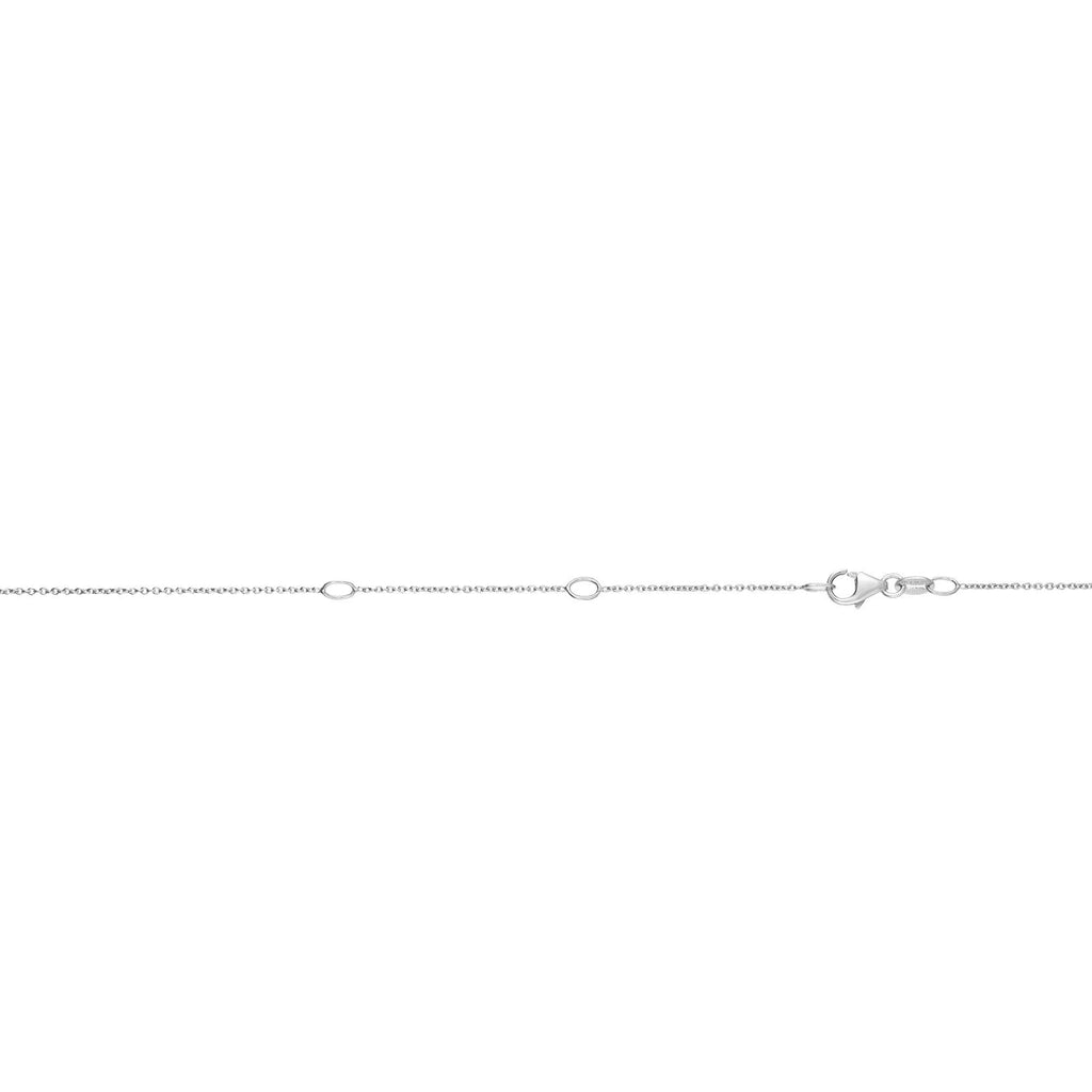 14k White Gold 0.6mm Extendable Cable Chain Necklace, Lobster Claw 16-18 Inches S5620