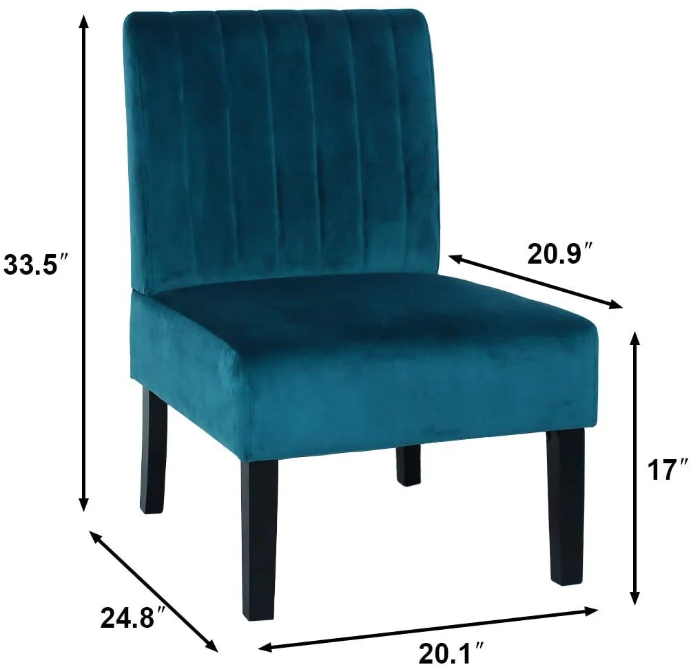 Blue Velvet Armless Accent Chair X93441