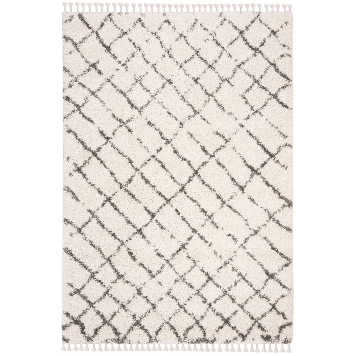 Moroccan Fringe Shag Ivory / Grey Rug H323150