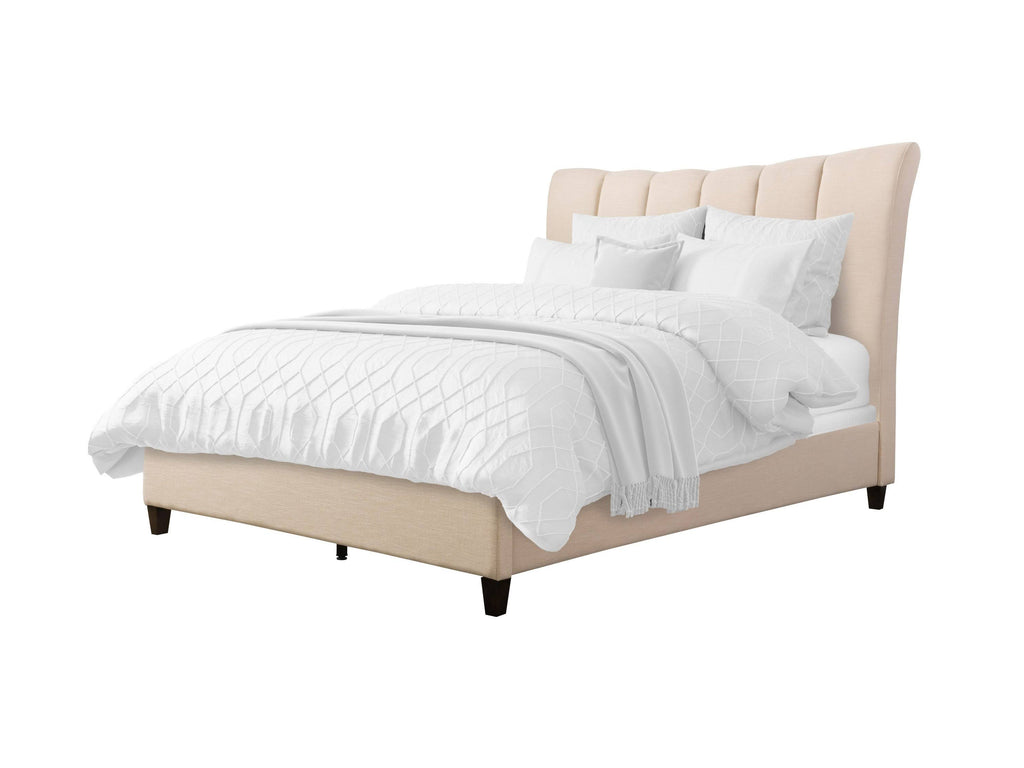 Cream Fabric Channel-Tufted Bed Frame Queen L917862