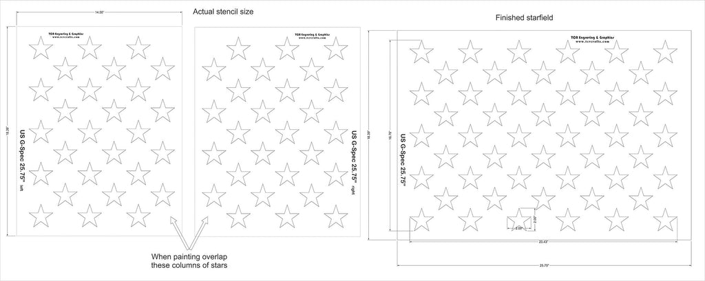50 Star Field Stencils 2 Pc Set 14 Mil 25.75"L I828