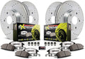 Front and Rear Carbon Fiber Brake Pads with Drilled & Slotted Brake Rotors Kit B1568