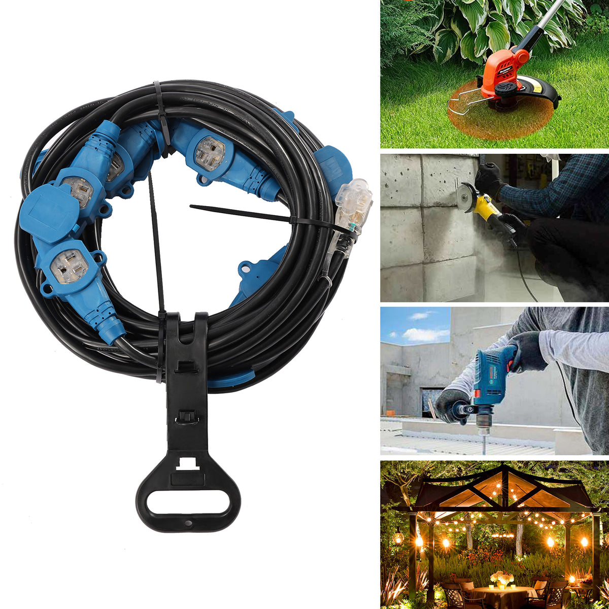 50ft Heavy Duty Extension Cord 12AWG Power Splitter H86229