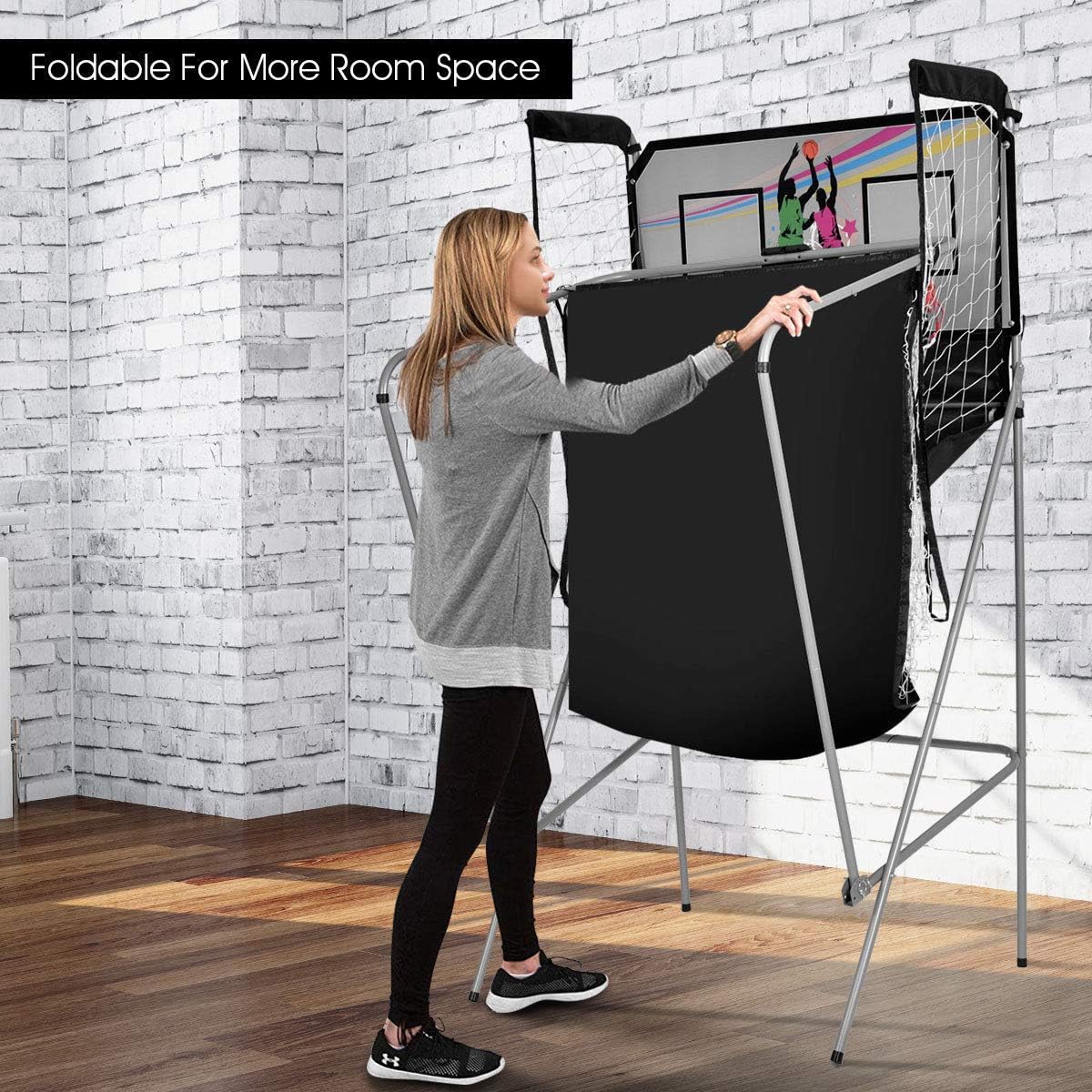 Foldable Basketball Arcade Game with LED Scoring System M458418