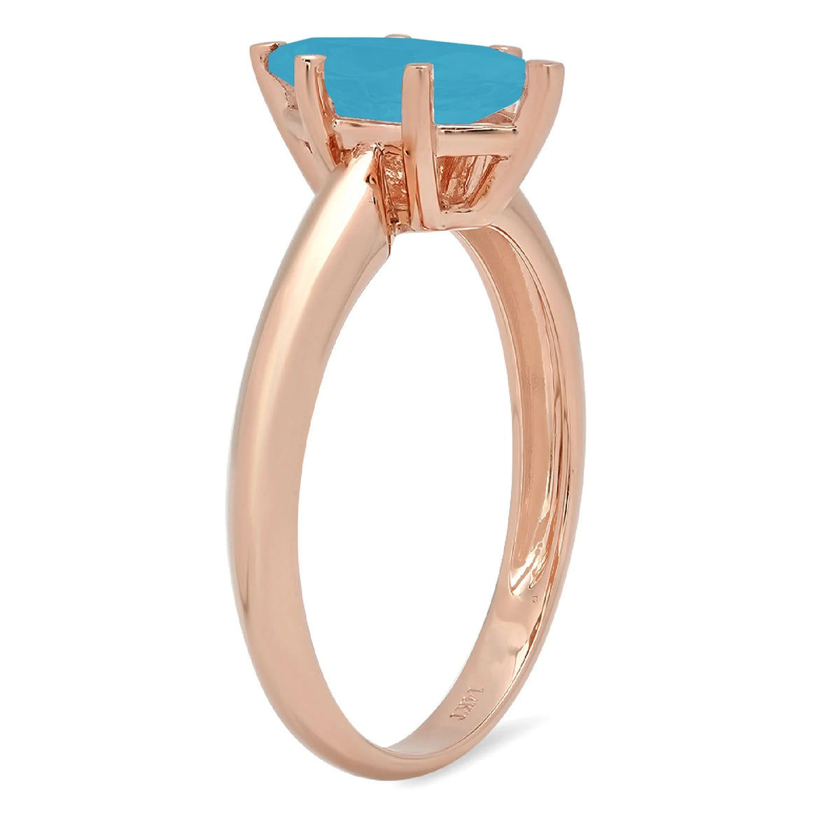 Marquise Cut Blue Simulated Turquoise Rose Gold Solitaire Ring Size 10.5 N203