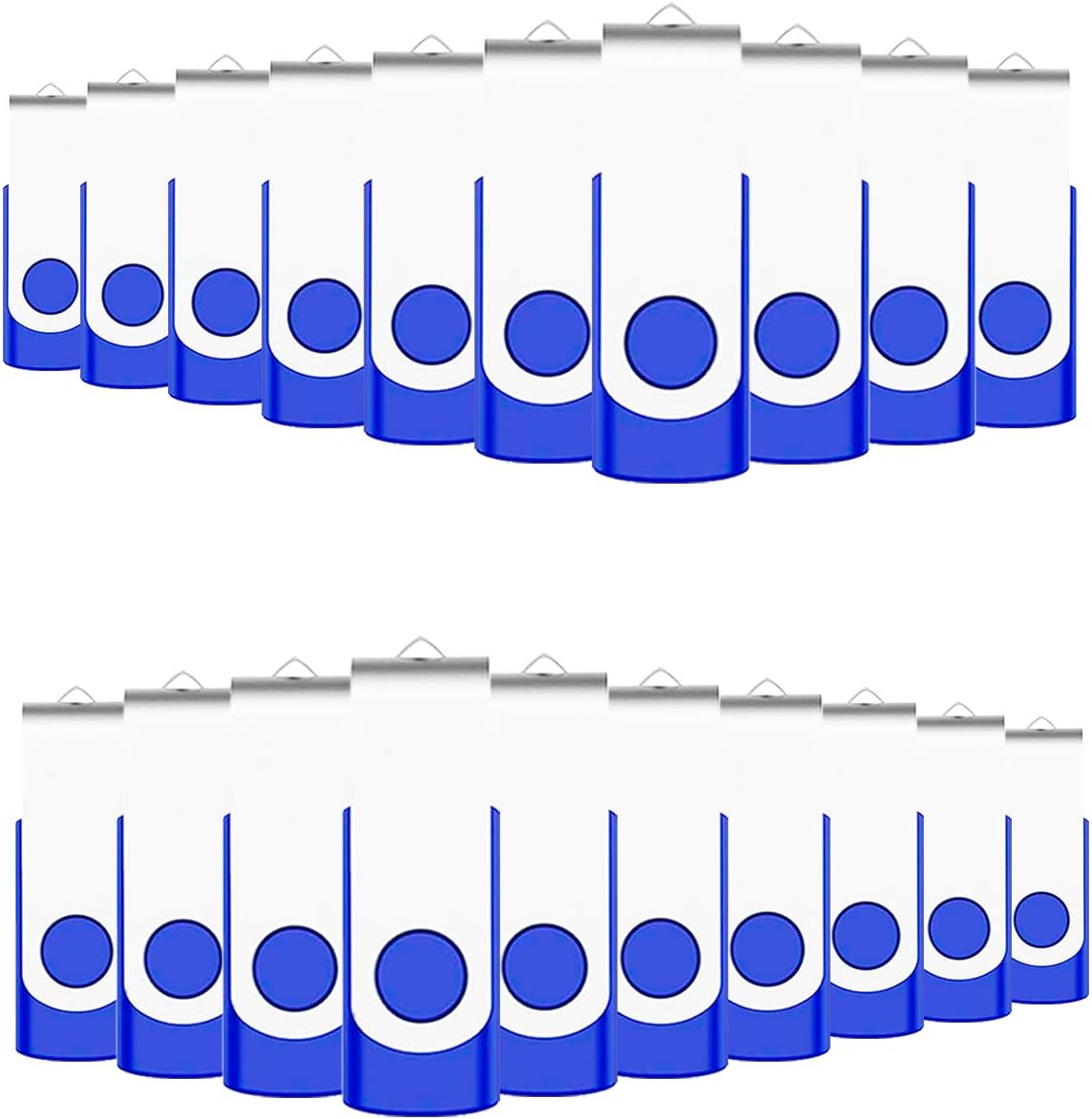 Blue Metal Swivel USB 2.0 Flash Drives 20 Pack T56949