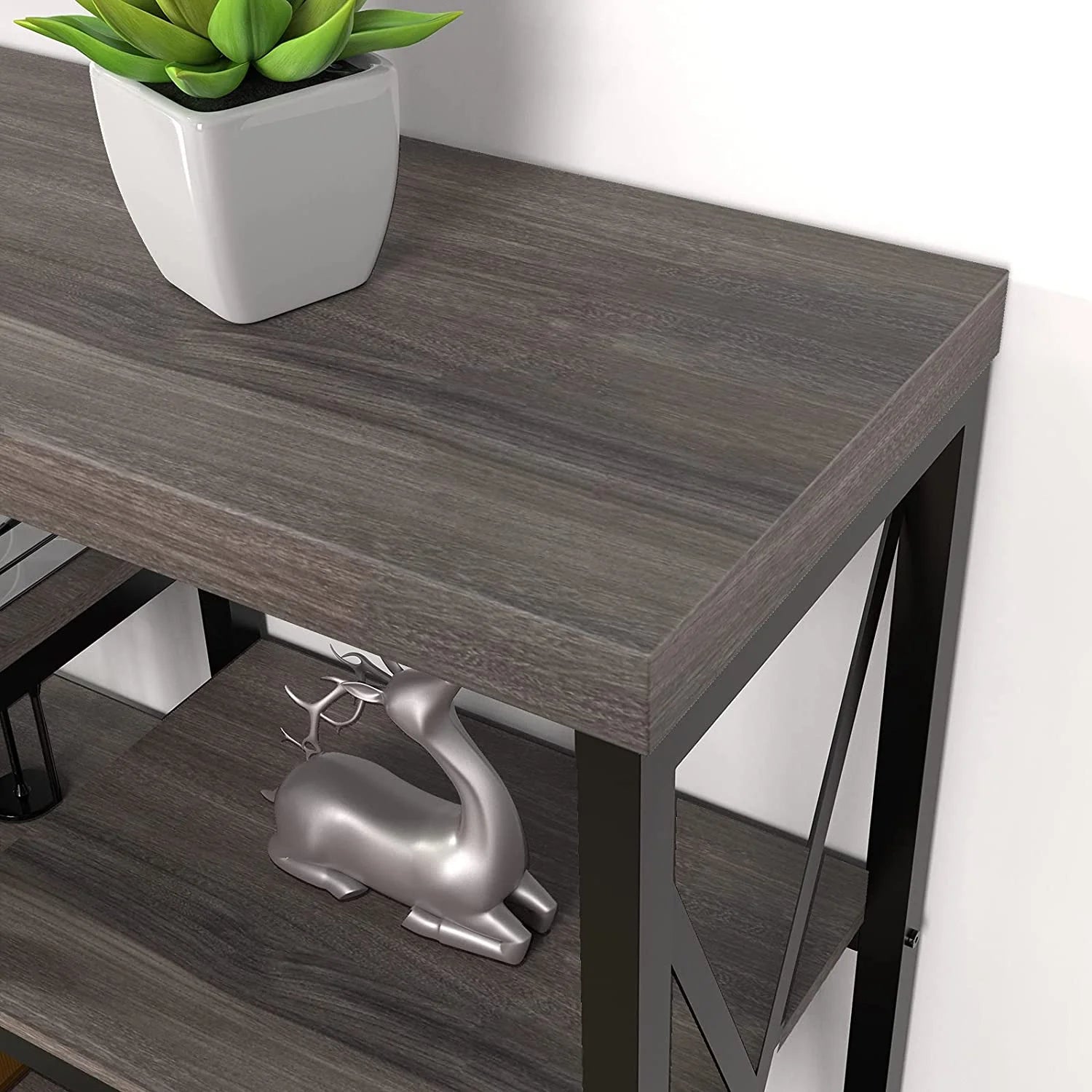 Gray 55"L Narrow Console Table with Storage Shelves W179452