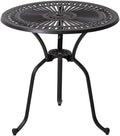 Black Cast Aluminum Round Patio Bistro Table with Umbrella Hole U692530