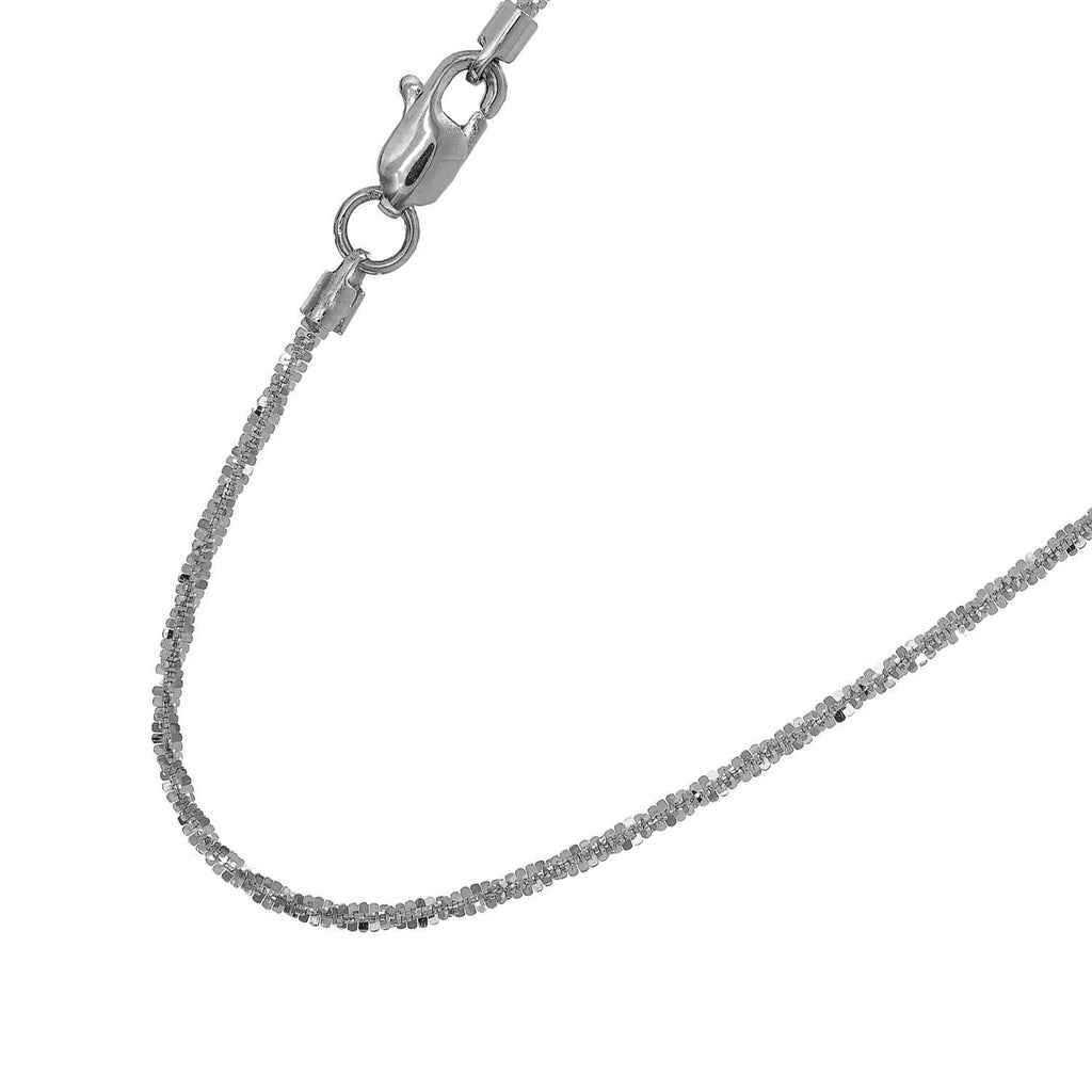 14k Solid White Gold Sparkle Chain Necklace, 20 Inches T97968