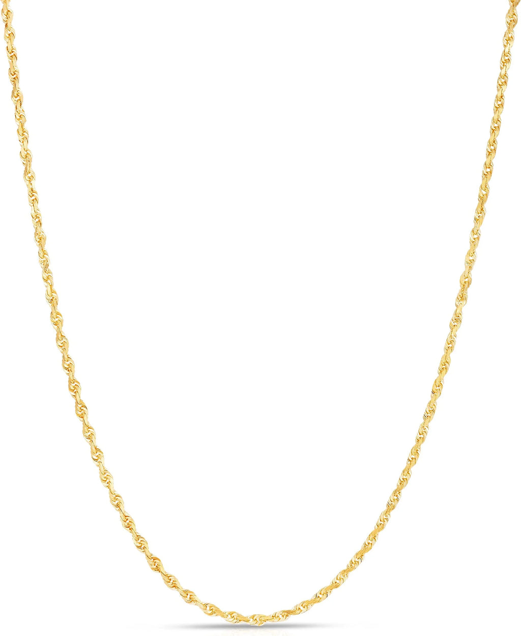 10k Yellow Gold Diamond Cut Rope Chain Necklace K10189