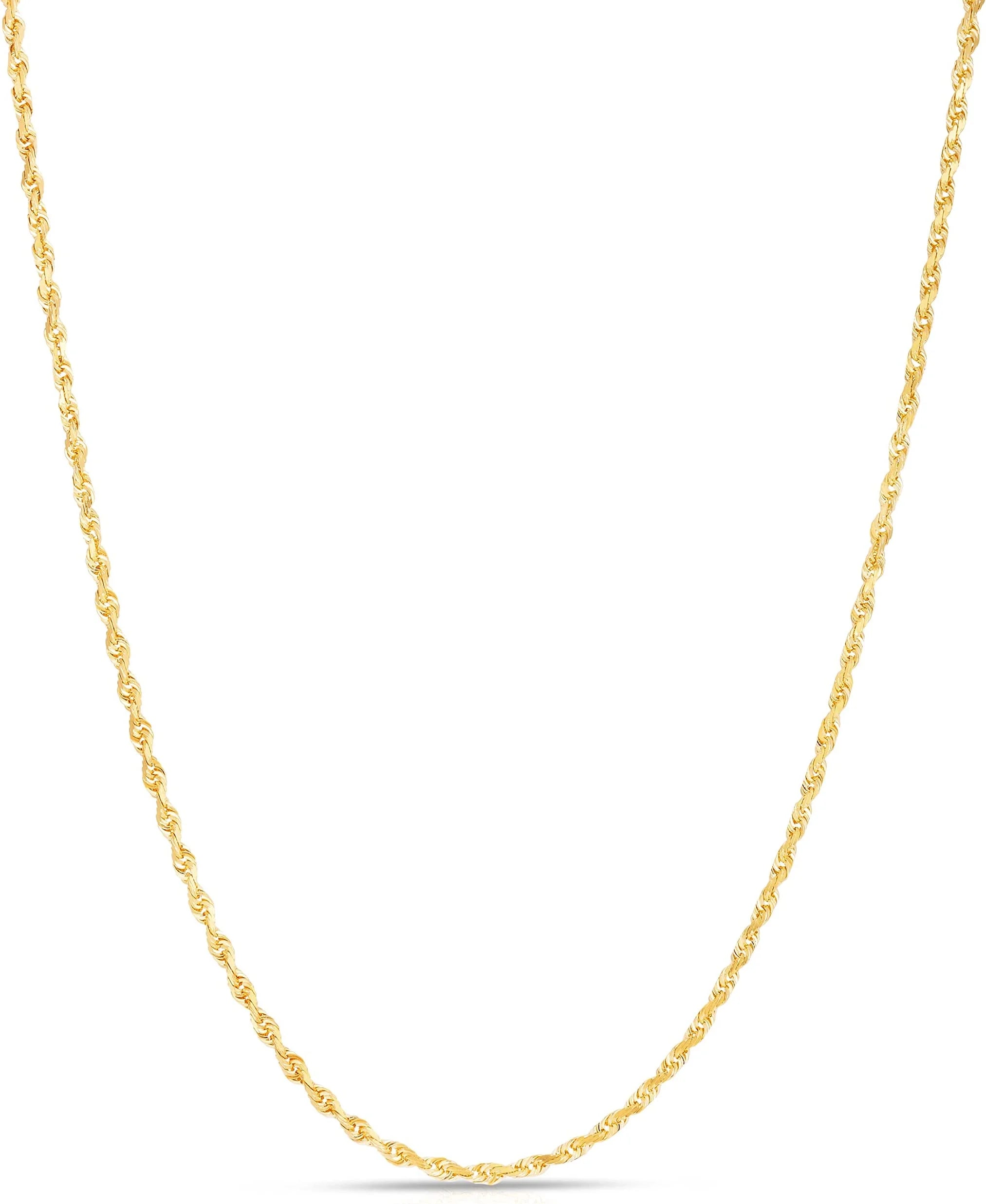 10k Yellow Gold Diamond Cut Rope Chain Necklace K10189