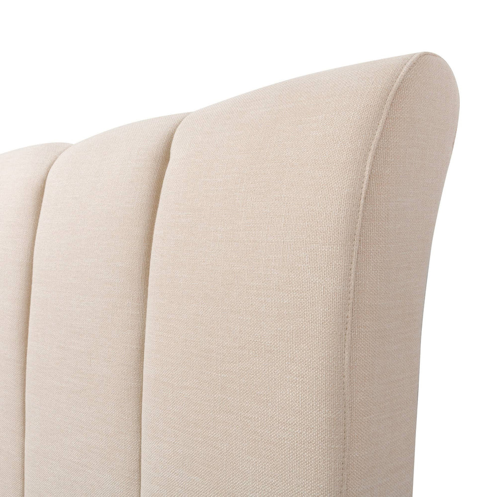 Cream Fabric Channel-Tufted Bed Frame Queen L917862