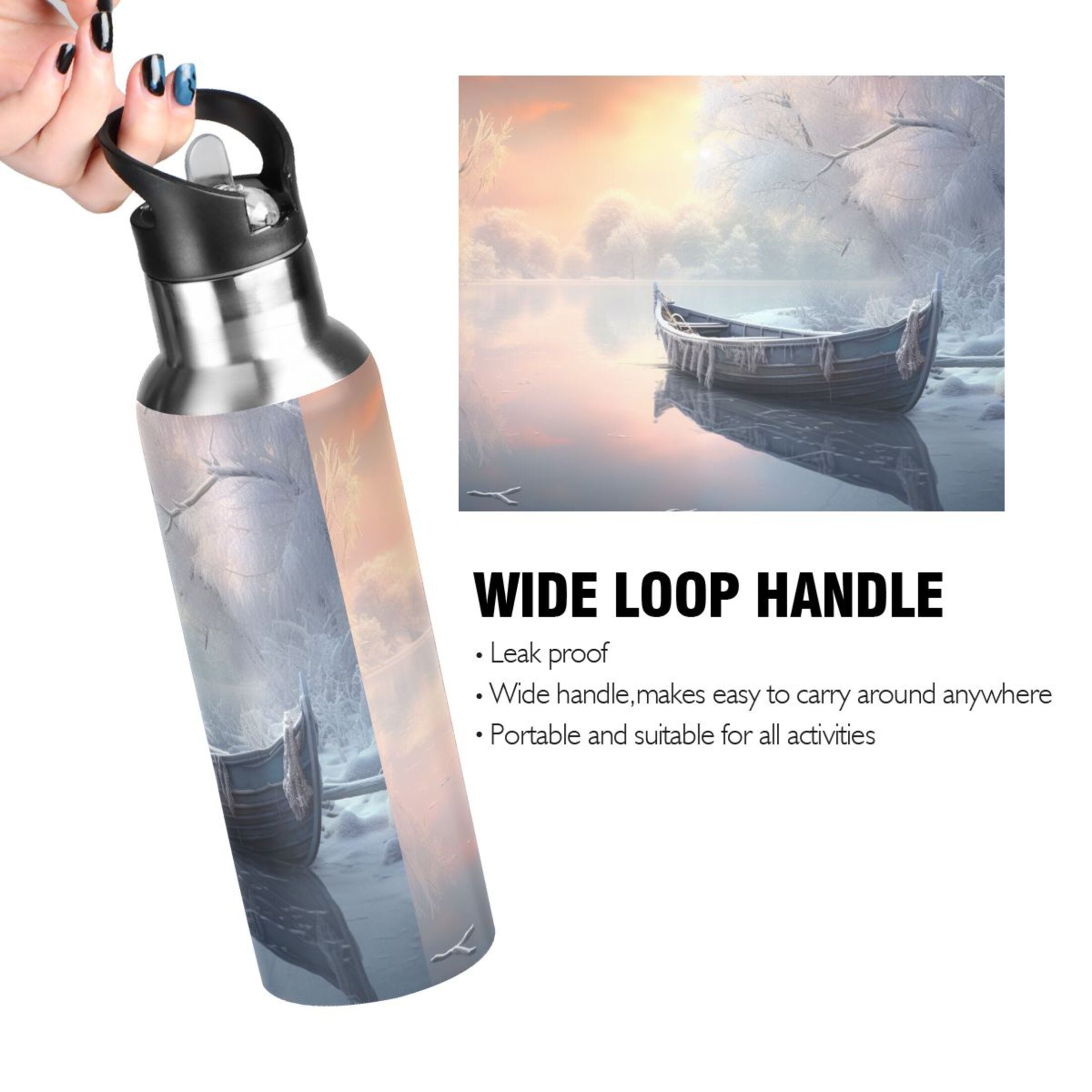 Insulated Stainless Steel Water Bottle with Straw Lid, 20 oz R34134