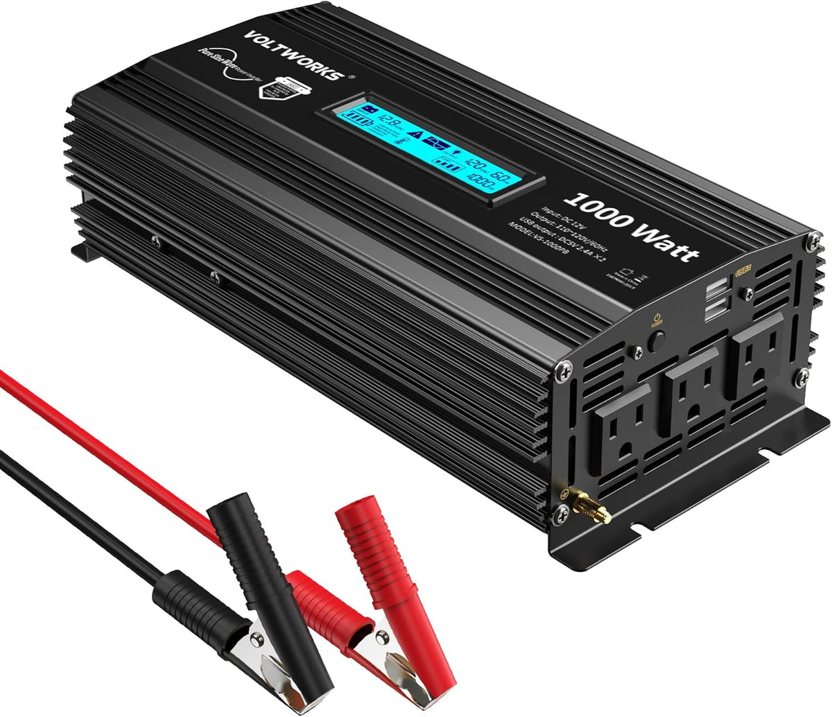 2000Watt DC 12V to 120V AC Car Power Inverter with 2 AC Outlets S78612