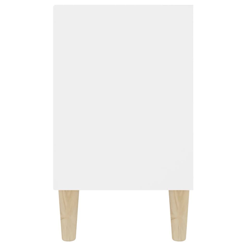 White TV Cabinet with Solid Wood Legs D5369