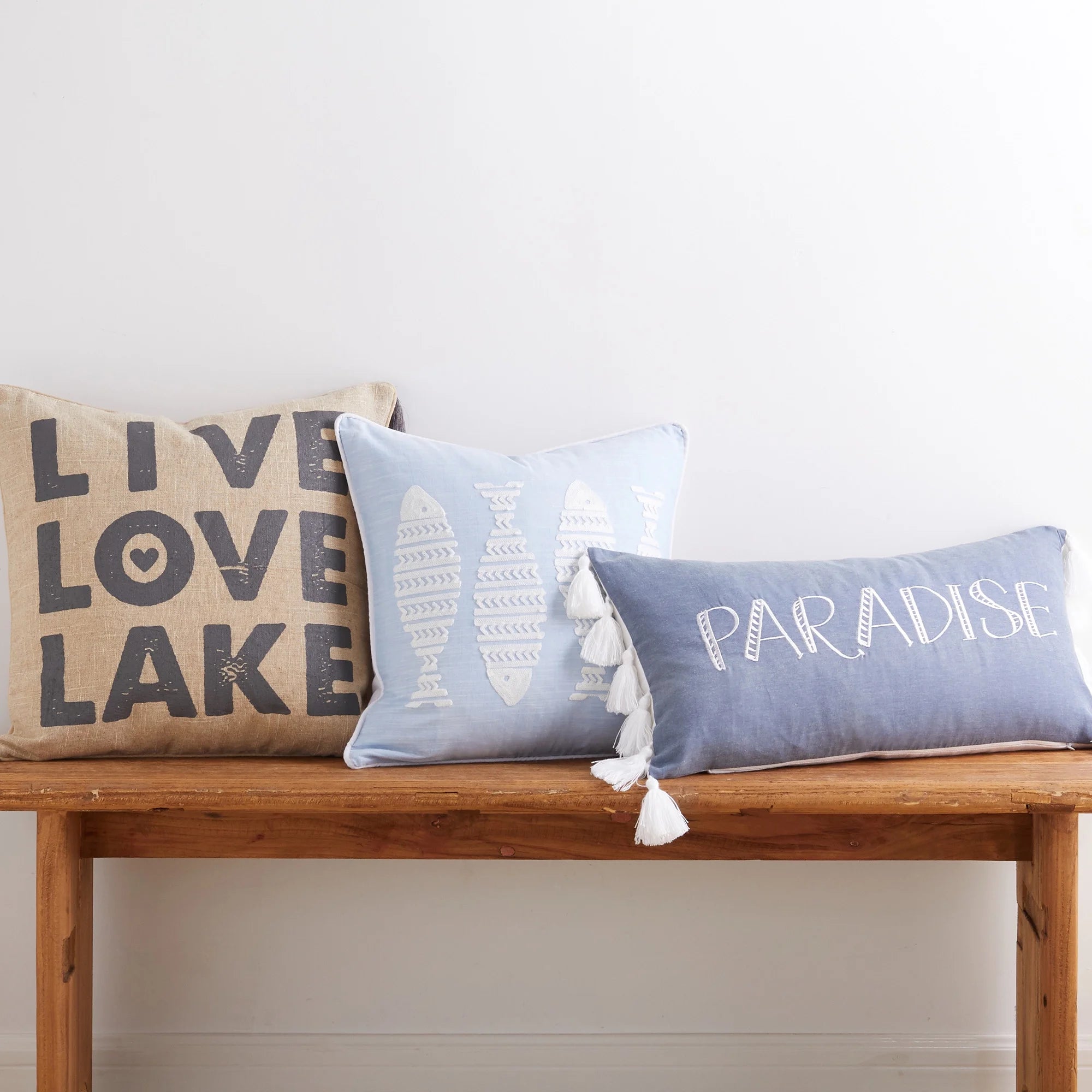 Decorative Pillow 20 x 20in Natural and Blue U85792
