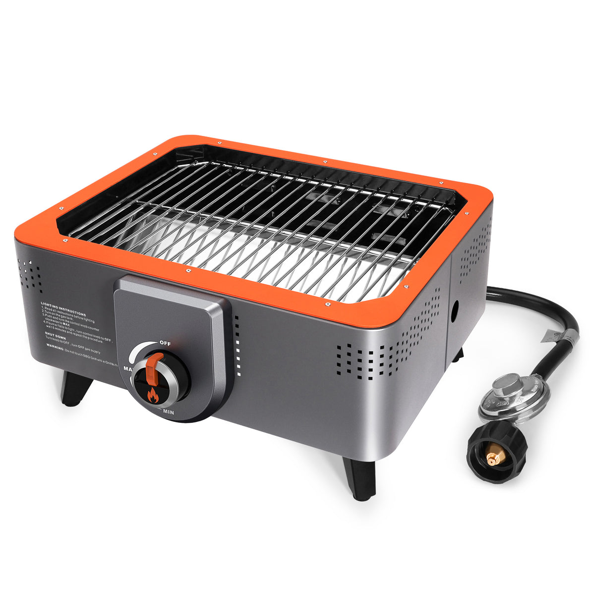 Portable Propane Grill with Gas Regulator & Adaptor, 2 in 1 Charcoal and Gas Grill T888