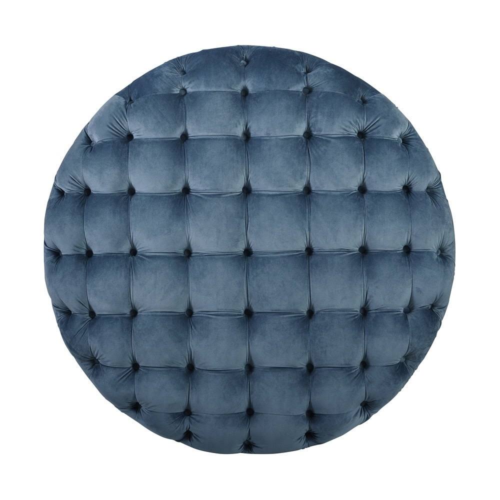 Tufted Velvet Round Ottoman with Casters U473119