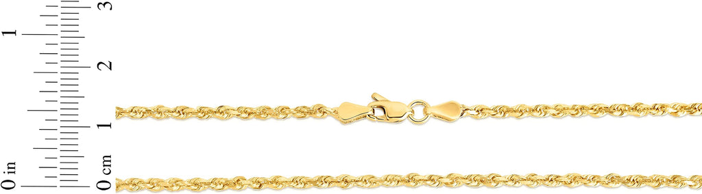 10k Yellow Gold Diamond Cut Rope Chain Necklace K10189