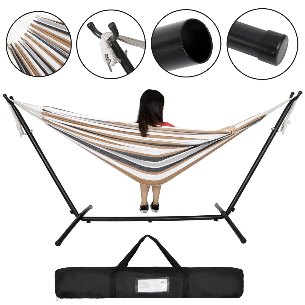 450lbs Portable Double Hammock Stand with Carry Bag W322723