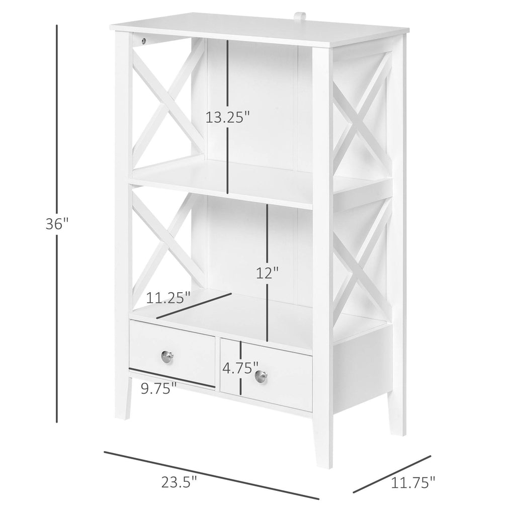 Freestanding Bathroom Storage Cabinet with Two Drawers and 3 Shelves U906373